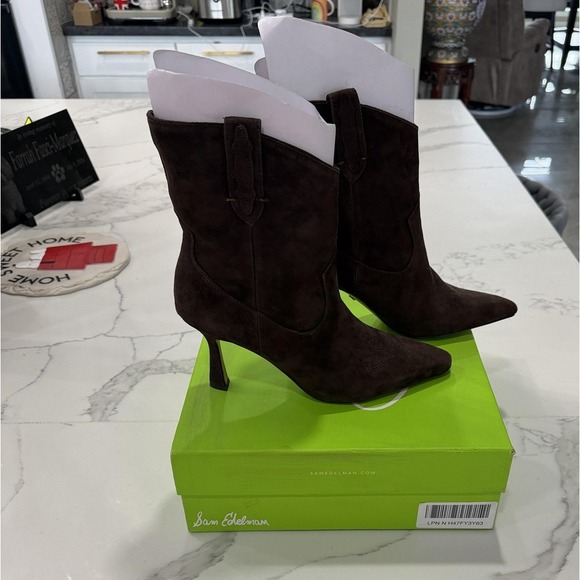 Sam Edelman Shoes - Sam Edelman Boots Womens‎ Size 9.5 Brown Suede Western Ankle Stiletto Pointed
